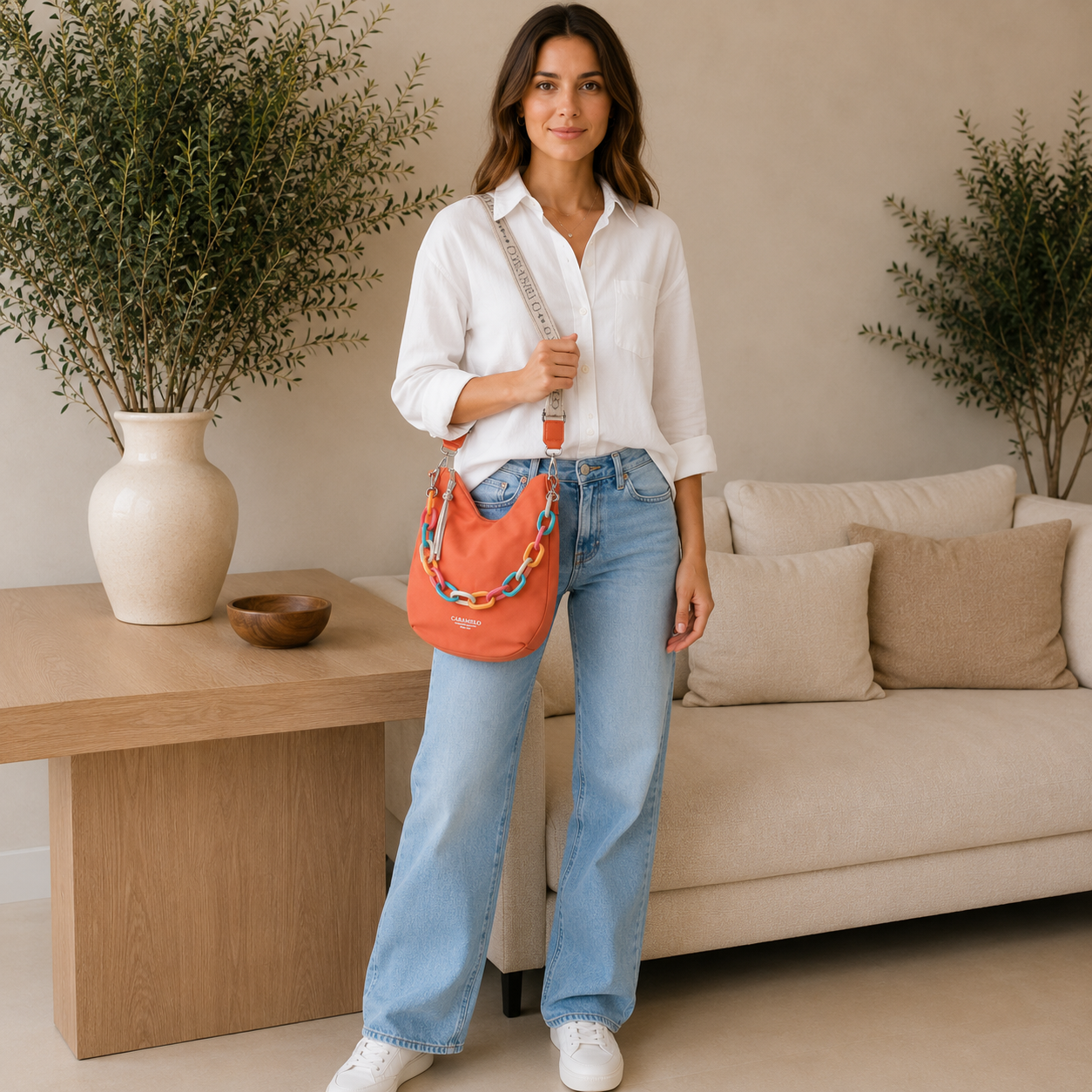 Bolso de hombro naranja