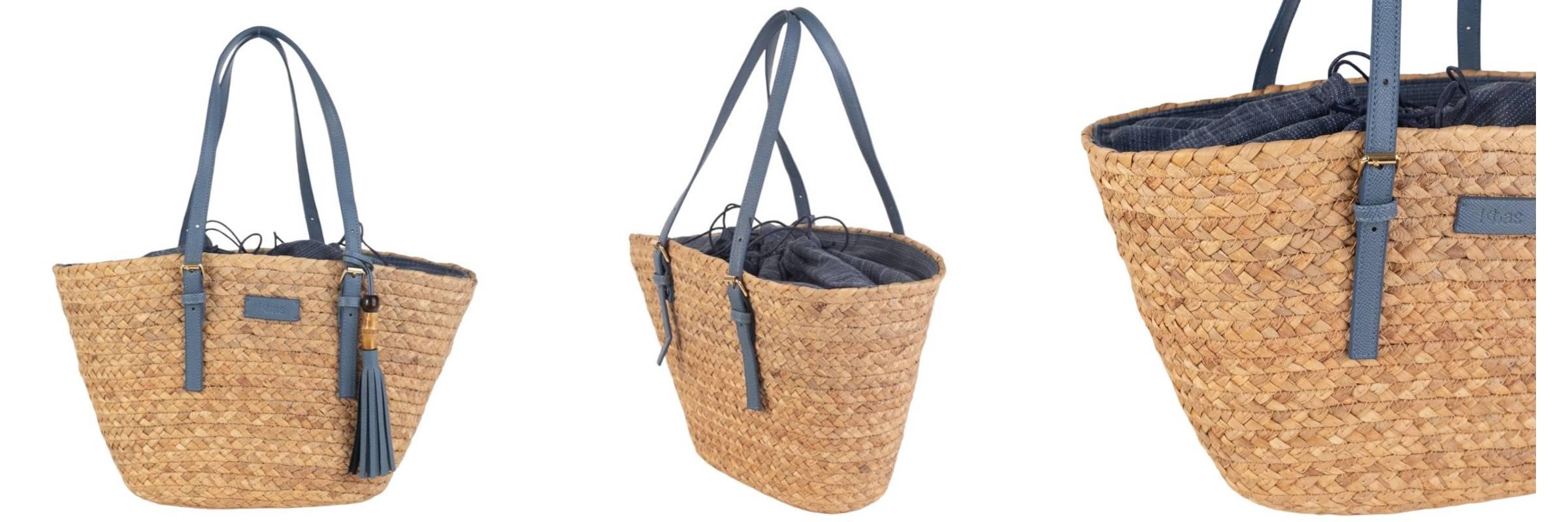 bolso de mano tejido azul