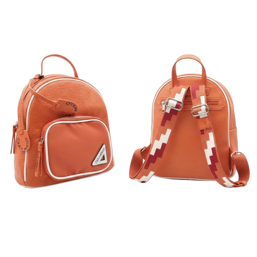 Mochila de cuero naranja