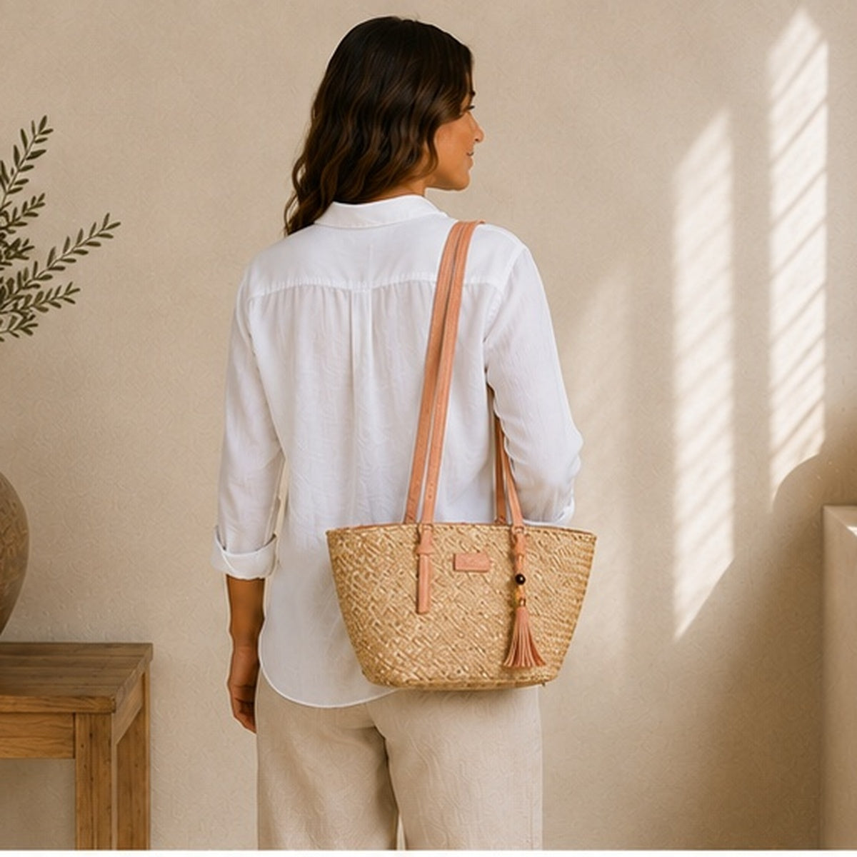 Bolso tote tejido naranja