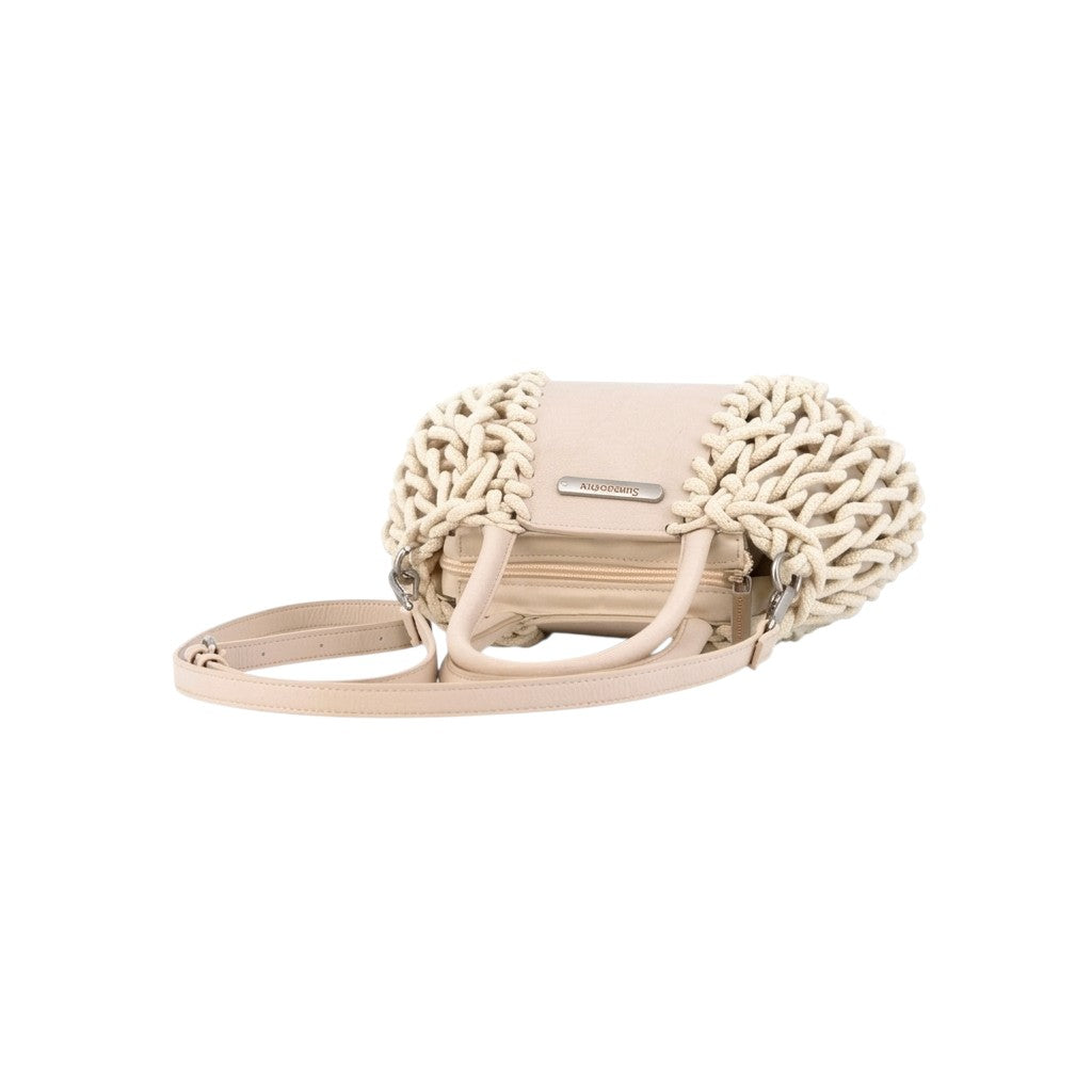 Bolso de mano de cuerda blanca
