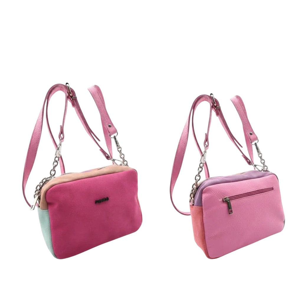 Bolso de piel rosa fucsia