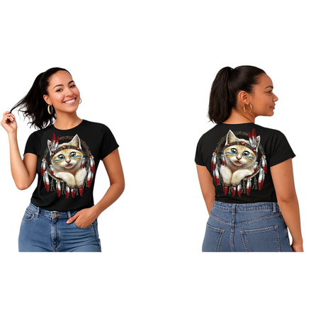 Camiseta para adultos con gato indio americano