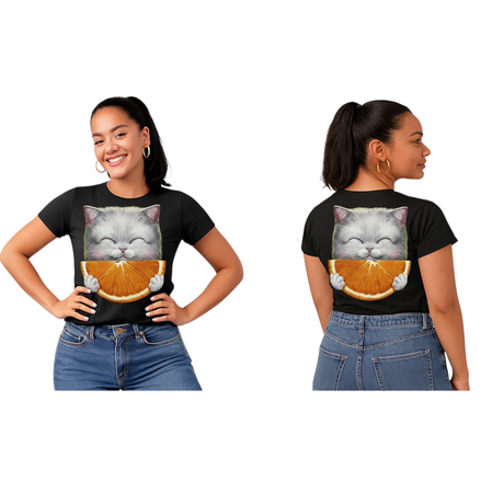 Camiseta de gato adulto con naranja