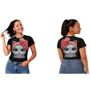 Camiseta de gato adulto con diadema rosa 