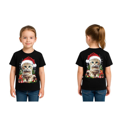 Camiseta infantil de gato navideño